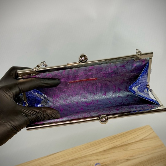 SOLD Blue and Silver Star Sequin Kiss-Lock Clutch - Picture 2 of 14